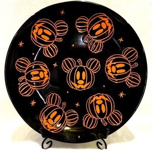 x2 Zrike Mickey Mouse Halloween Dinner Plates Set of 2 Black Pumpkin Spider Web